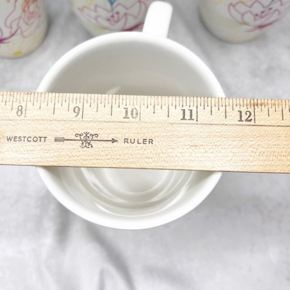 PIER 1‎ Coffee Cup Set of 4 Dolomite Floral Collection Multicolor Flowers White - Picture 8 of 13